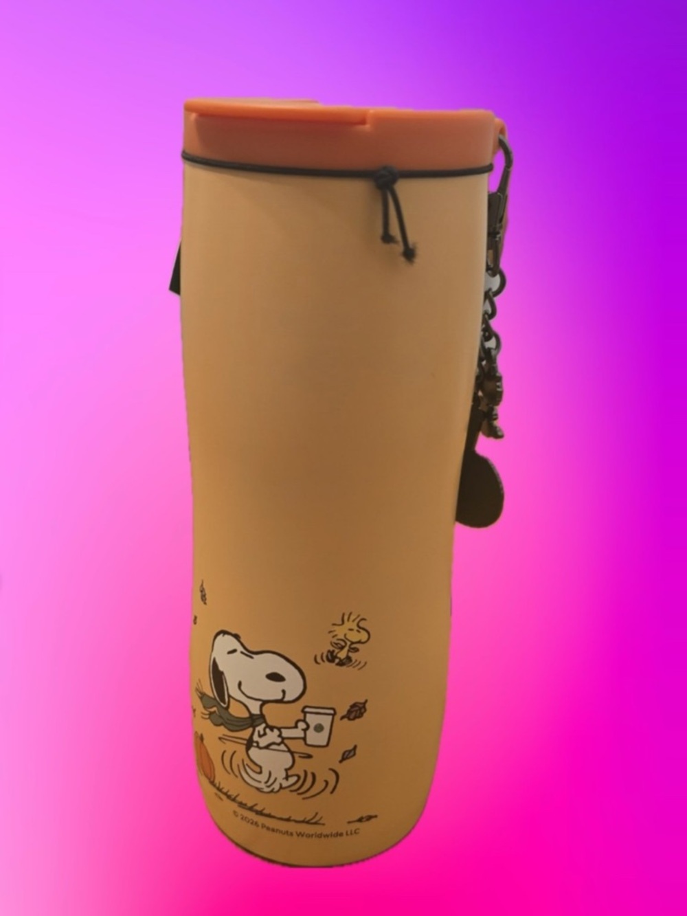 Starbucks Orange Snoopy Travel Tumbler with Charm